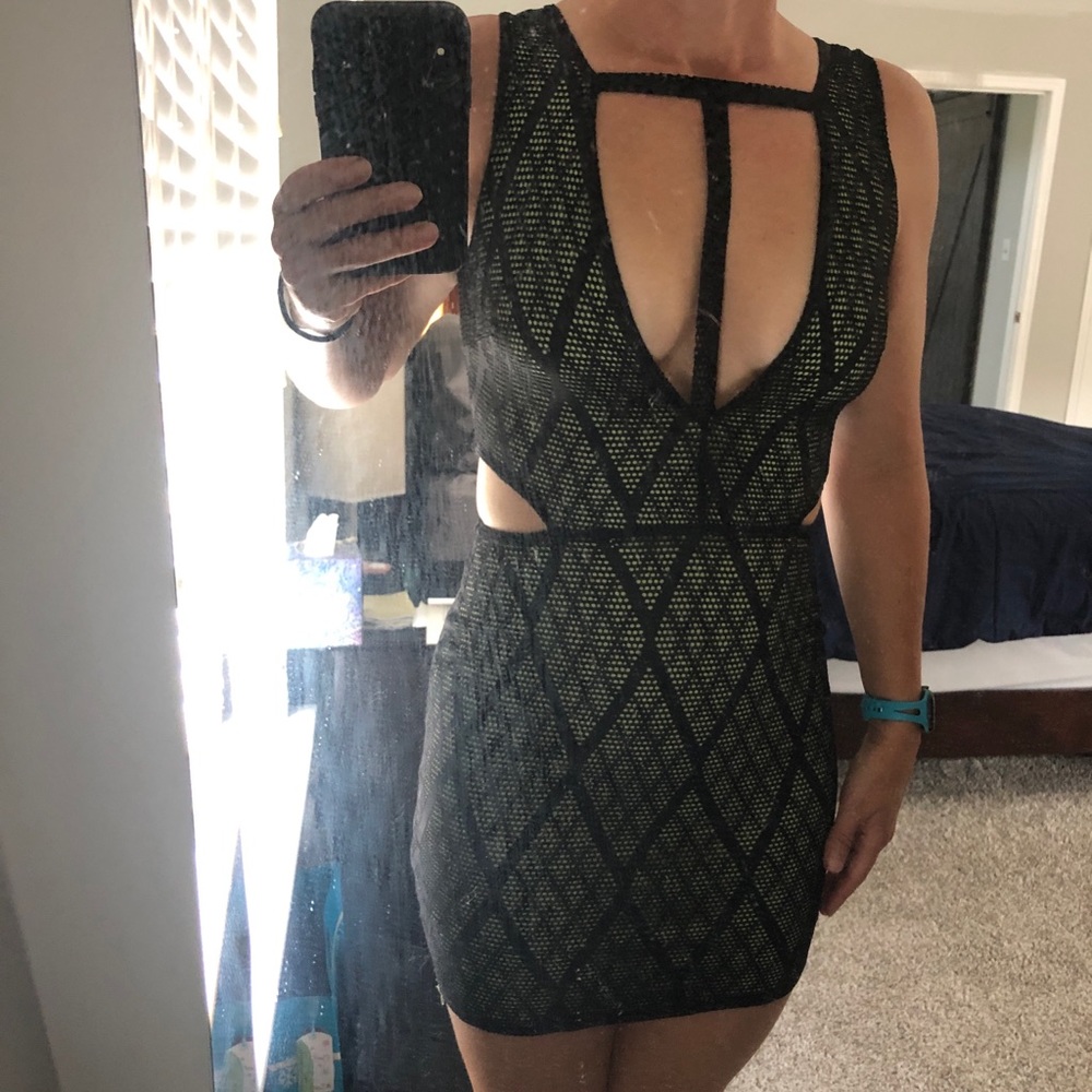Neon black mesh bodycon dress